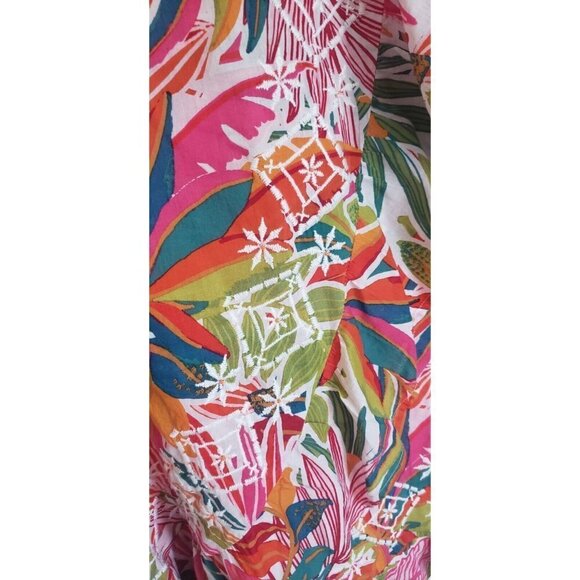 NWT C&C CALIFORNIA $60 FLORAL EMBROIDERED FAUX WRAP RUFFLE MIDI SKIRT SZ XL - Picture 4 of 8